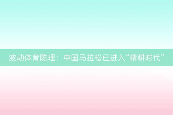波动体育陈理：中国马拉松已进入“精耕时代”