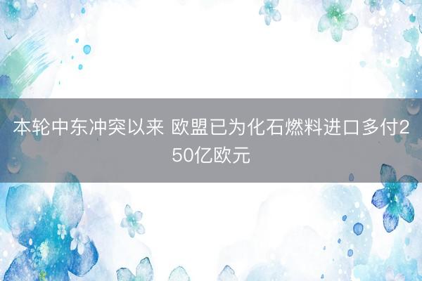 本轮中东冲突以来 欧盟已为化石燃料进口多付250亿欧元