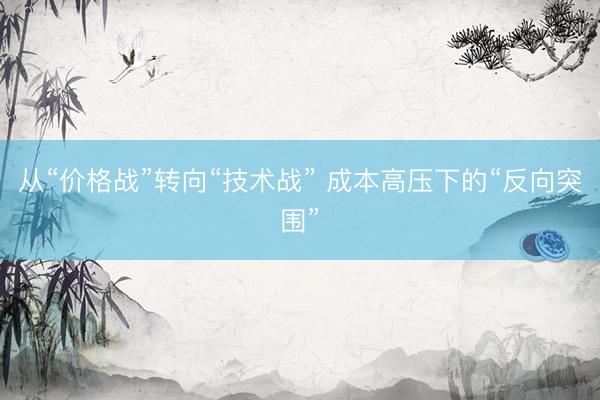 从“价格战”转向“技术战” 成本高压下的“反向突围”