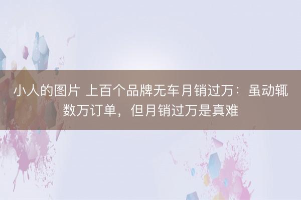 小人的图片 上百个品牌无车月销过万：虽动辄数万订单，但月销过万是真难