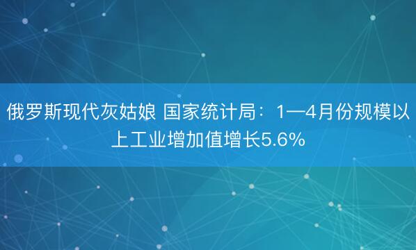 俄罗斯现代灰姑娘 国家统计局：1—4月份规模以上工业增加值增长5.6%