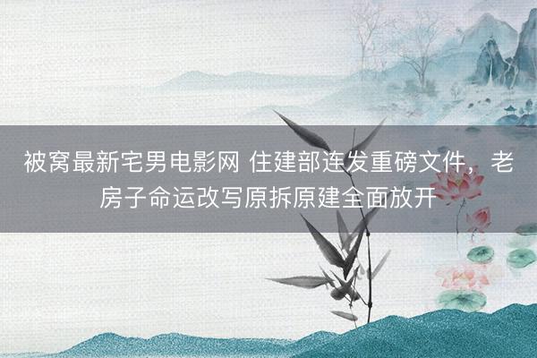 被窝最新宅男电影网 住建部连发重磅文件，老房子命运改写原拆原建全面放开