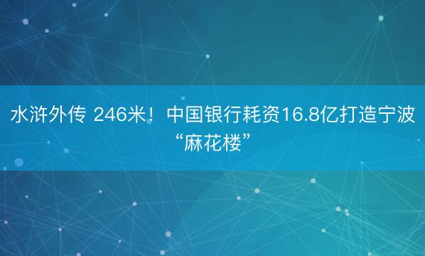 水浒外传 246米！中国银行耗资16.8亿打造宁波“麻花楼”