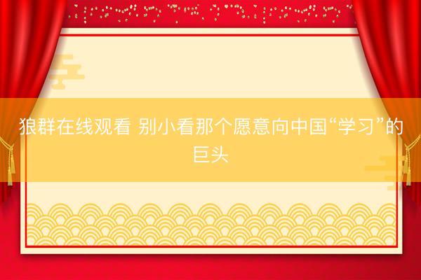 狼群在线观看 别小看那个愿意向中国“学习”的巨头