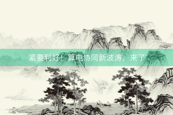 紧要利好！算电协同新波涛，来了