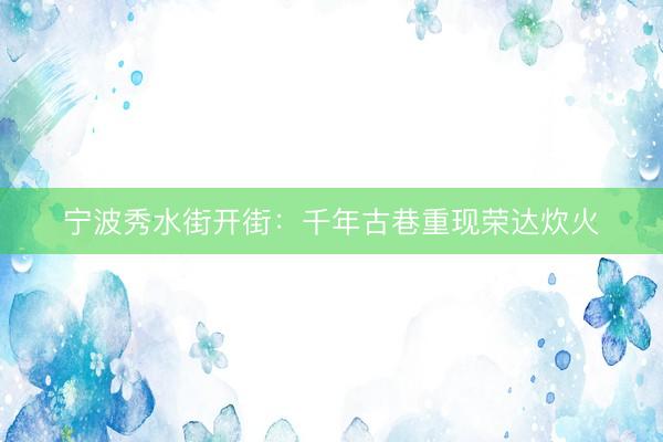 宁波秀水街开街：千年古巷重现荣达炊火