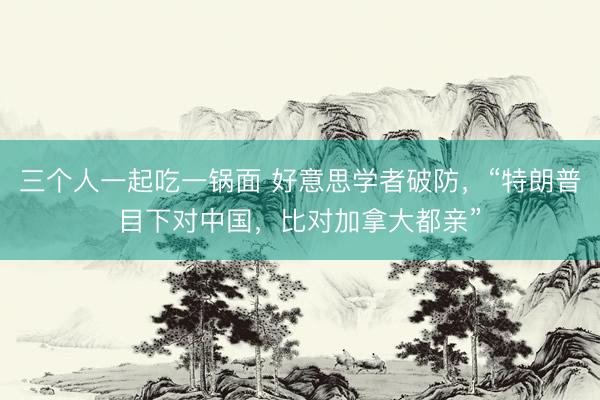 三个人一起吃一锅面 好意思学者破防，“特朗普目下对中国，比对加拿大都亲”