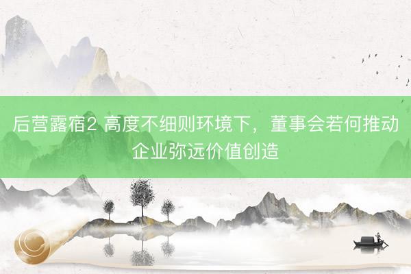 后营露宿2 高度不细则环境下，董事会若何推动企业弥远价值创造